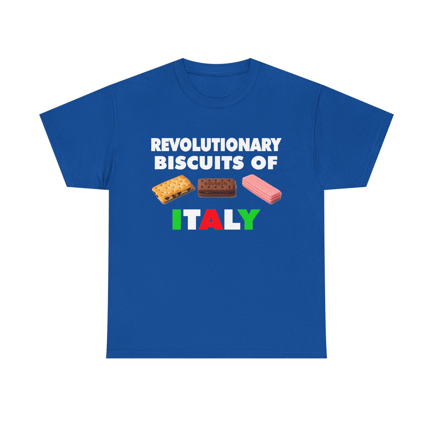 Revolutionary Biscuits of Italy T-Shirt for fans of the classic 80s British alternative comedy show, The Young Ones
