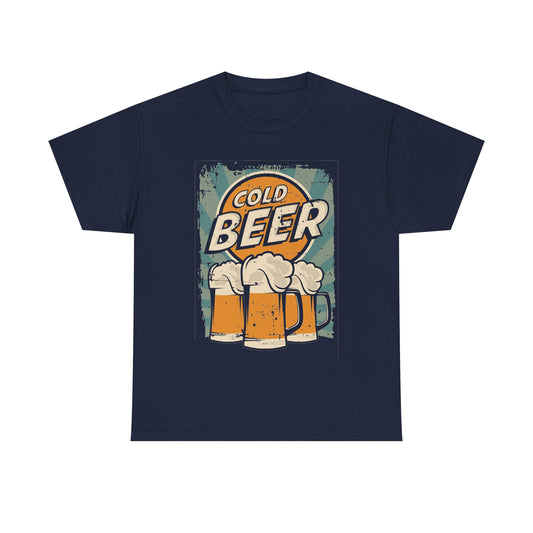 Retro Cold Beer Drinking T-Shirt