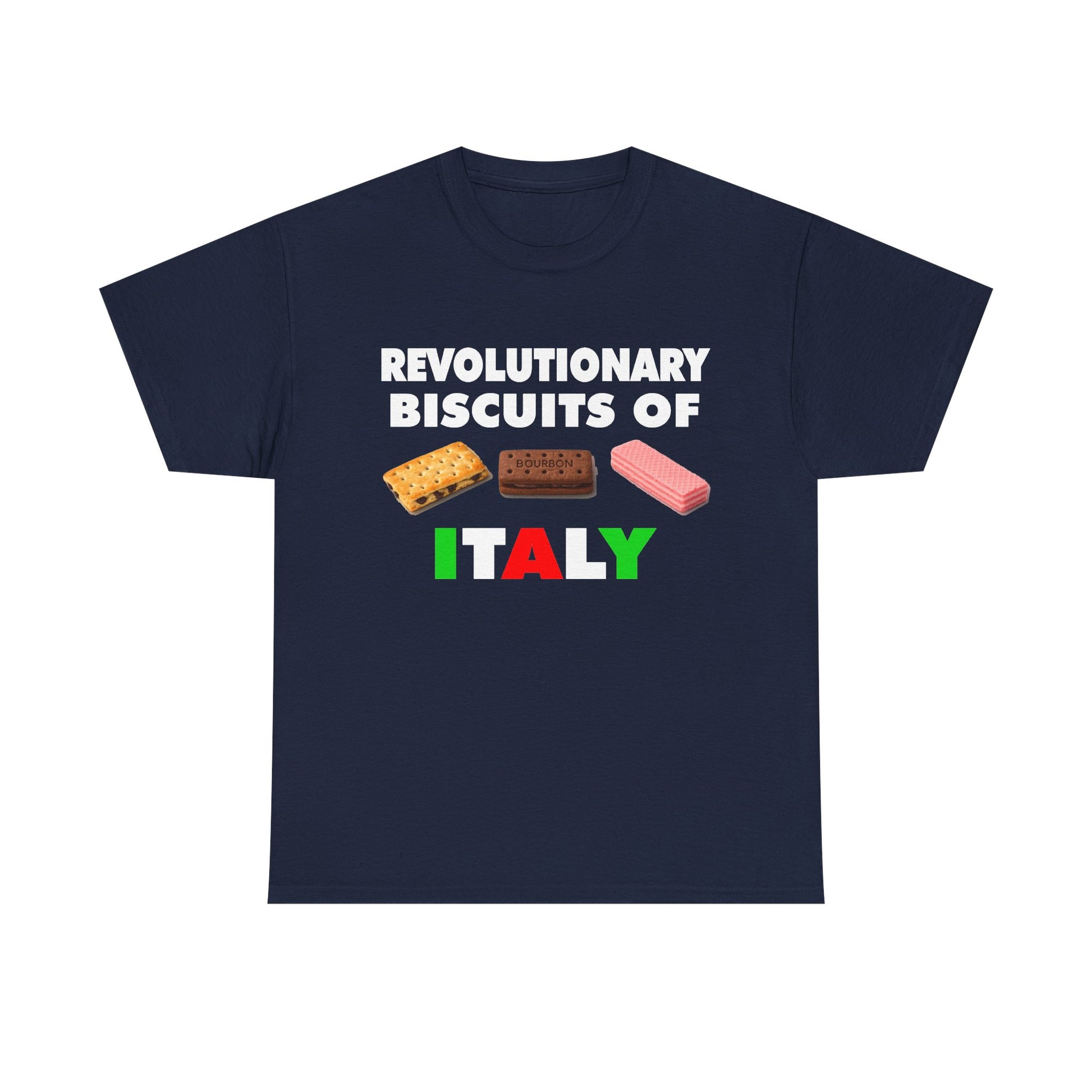 Revolutionary Biscuits of Italy T-Shirt for fans of the classic 80s British alternative comedy show, The Young Ones